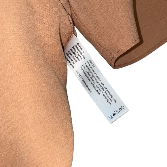 Eileen Fisher Deep V-Neck Tee Signature Silk Georgette Crepe in Amber NWT - Picture 14 of 16